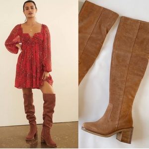 Seychelles, over the knee, cognac suede boots